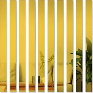 5pcs Acrylic Mirror Wall Stickers, Self-Adhesive Soft Rectangle Mirrors, 2x100cm, Ideal for Indoor Walls & Ceilings Decor, Room Decor Set