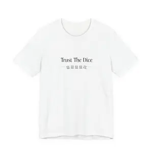 Men's Ribbed Round Neck Short-Sleeve Cotton Casual T-Shirt - Menswear, Trust The Dice Print, Minimalist Dice Roll Graphic, Gaming Tee, Versatile Layering Top