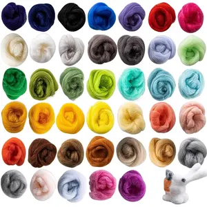 40pcs Felting Wool Roving - Core Wool Roving Bulk Spinning DIY Craft Mixed Color