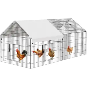 Metal Chicken Coop Chicken Run with Waterproof Cover Portable Poultry Cage, Walk in Outdoor Chicken Coop for Outdoor Walk-in Poultry Rabbit Duck Cage Back Yard