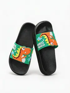 Dinosaur Pattern Slippers, Comfortable PVC Eva Bath Shower Shoes, Kids Home Bathroom Sandals, Less Than Ankle Height