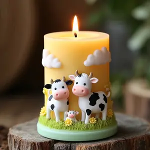 Cow Parent-Child Cloud Candle Silicone Mold, Mother Son Embrace Grass Small Flower 3D Aromatherapy Mold, DIY Craft Tool, Handcraft, Handmade Crafts