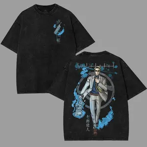 Nanami Kento Ratio Technique Tokaku Juho v3 Jujutsu Kaisen Oversized y2k Printed Vintage acid Washed Anime merch Graphic premium Tee for fans - Unisex Cotton Shortsleeve soft casual style T-Shirt - Heavyweight Crewneck Menswear, streetwear Apparel