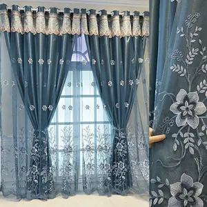 Luxury European Embroidered Blackout Thermal Insulated Heavy Curtain, Noise Reduction & Thermal Insulation, Bedroom & Living Room Decor, Fashion Home Decoration