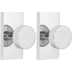 Dummy Door Knob Interior, Polished Chrome Door Handle Modern Round Heavy Duty Door Knobs for Bifold Closet Doors, 2 Pack