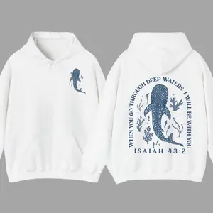 I Will Be With You Double Sided Christian Hoodie or T-shirt, Whale Shark Hoodie, Retro Jesus Hoodie, Menswear Womenswear Top