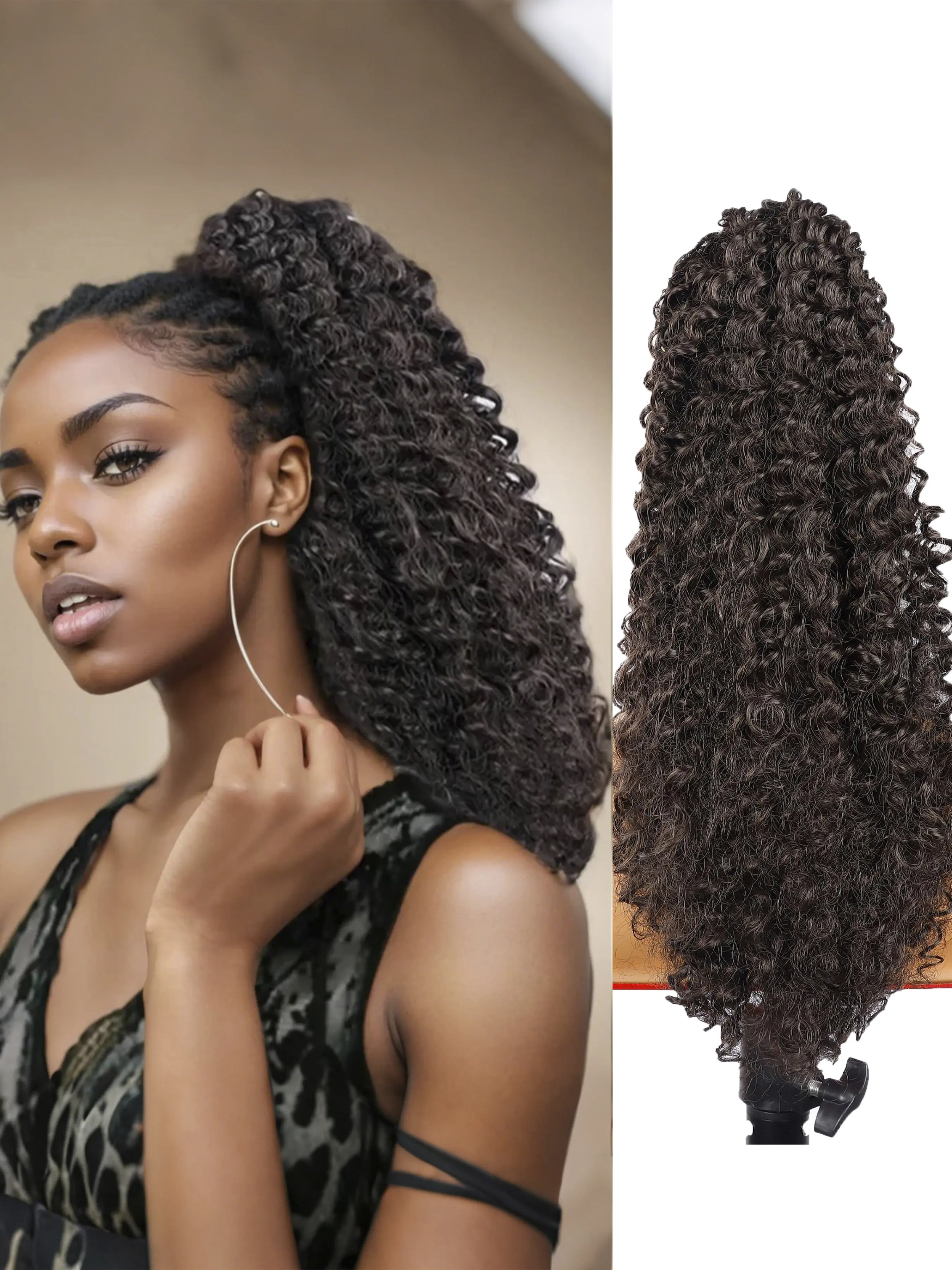 20 Inch Curly Ponytail Extension Drawstring Ponytail Glueless Ponytail Wig for Women Curly Synthetic Clip in Pony Tails Hair Extensions for Daily Use