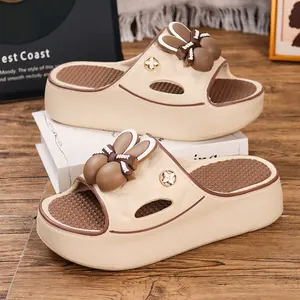 OFIREND Women's Cute Bunny Platform Slippers - Non-Slip Thick Sole Summer Slides, Soft Cushioned Casual Stylish Shoe Footwear for Indoor Outdoor Use