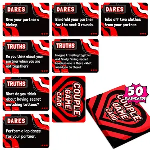 Couple Interactive Party Game Card, 50pcs/set Creative Indoor & Outdoor Couple Party Game Card, Fun & Romantic Activity Card for Couple Date Night, Party Table Game