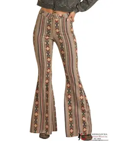 Women's ROCK&ROLL Red-Black Aztec Flare Jeans, Style RRWD7PRZR6
