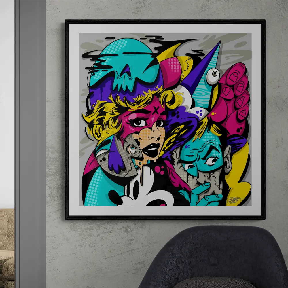 "Plastic Nostalgia" Square Abstract Wall Art Print, Home Decor Wall Poster for Living Room or Bedroom