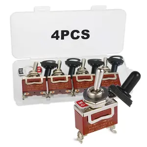 Waterproof Toggle Switch Durable 12V 30A SPST 2Pin ON/Off Heavy Duty Waterproof Boot Cap Switch Suitable for Automotive Boat Truck Pack of 4