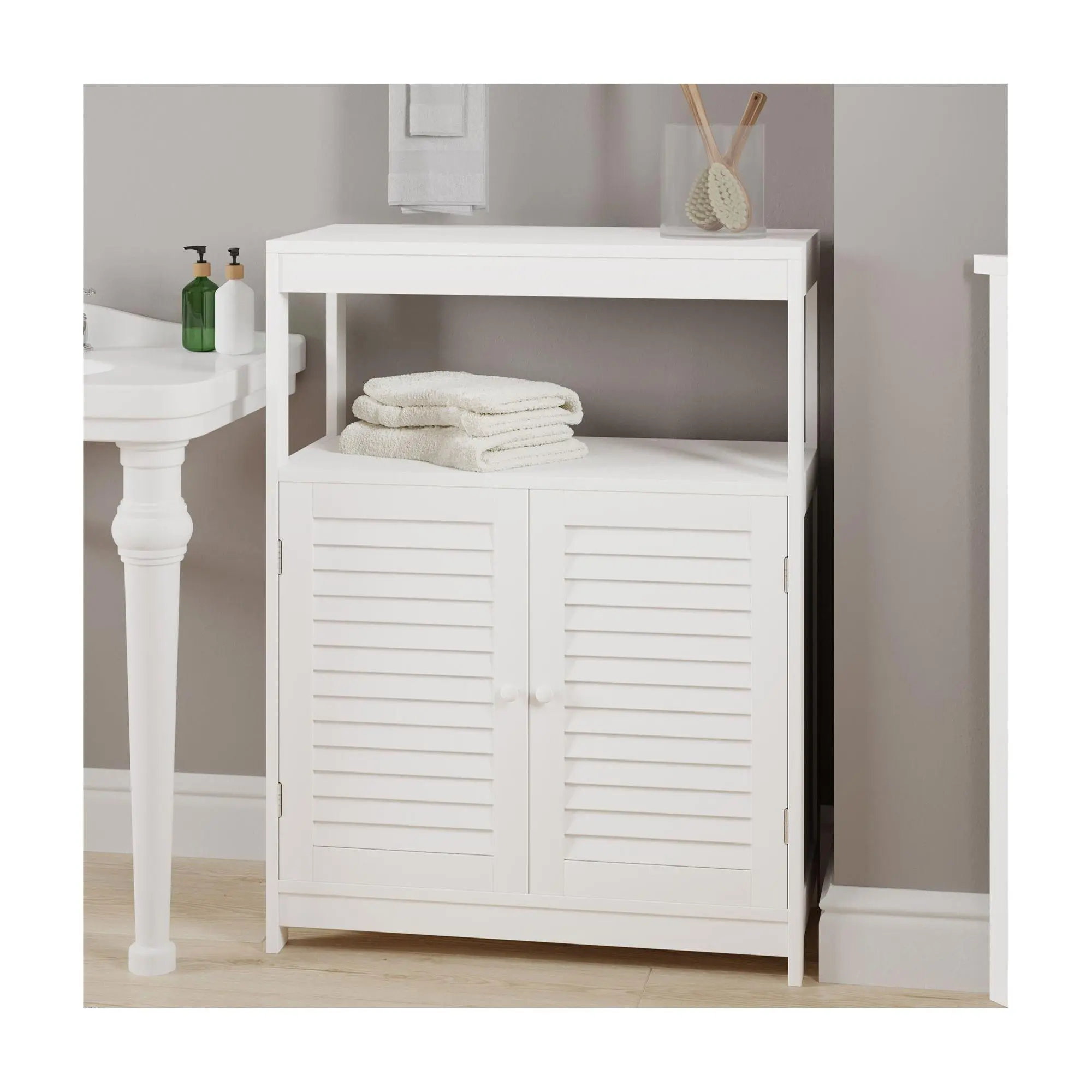 Lavish Home Cabinet with Double Doors Freestand ing Organizer