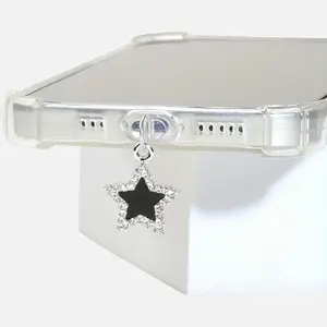 Type-C dust plug for mobile phones - a star shaped phone dust plug with rhinestones, suitable for iPhone accessories, dust prevention, phone dust protection, phone pendant, suitable for all headphone protective covers Phone Decoration