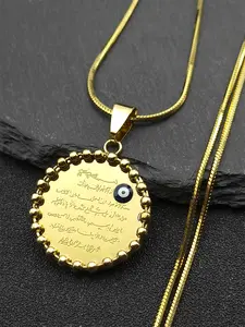 Arabic Quran Allah Necklace for Women Men Stainless Steel Gold Color Islam Muslim Evil Blue Eye Chain collar