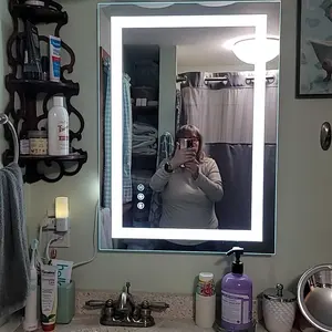 【Valentine's Day gift】Sweet Furniture Bathroom Vanity Mirror - Anti-Fog, Dimmable Rectangle Mirror with Front & Backlight, Smart Memory Function, Tempered Glass