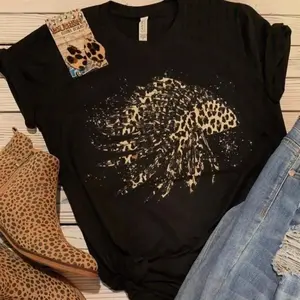 Leopard Indian T-Shirt - Black with Leopard Print Design - Comfortable & Stylish for Everyday Wear