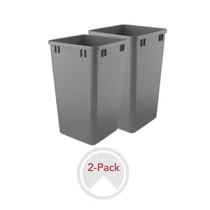 Rev-A-Shelf Polymer Replacement 27 qt. Trash Bin, Silver, 2 Pack, RV-1024-17-2