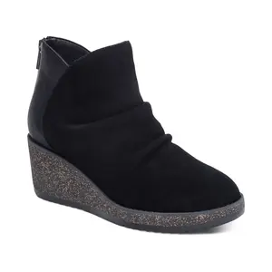 Kara Ankle Wedge Boot - Black
