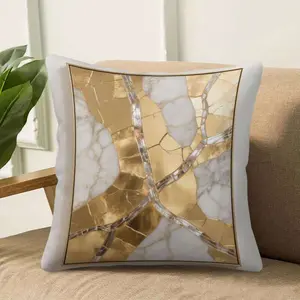 1pc Modern Style Single-Sided Printed Decorative Pillowcase, Golden Marble Pattern, Cracked Design, Multiple Sizes Available, Machine Washable Throw Pillow Cover with Zipper Closure Suitable for Bedroom, Living Room, Sofa Cushion Covers All Types of Rooms