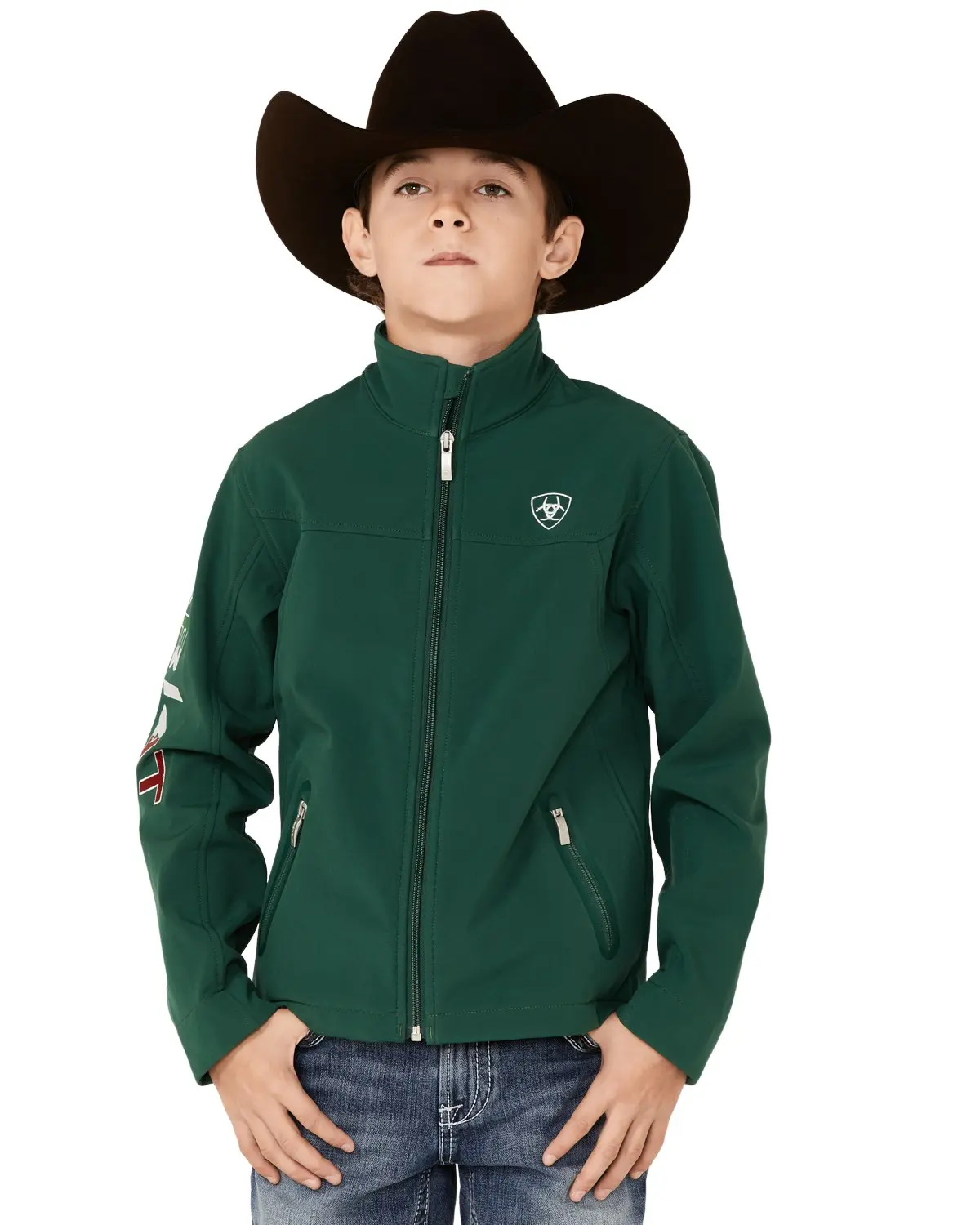 Ariat Boys' Little Kid Team Mexico Patch Flag Zip-Front Softshell Jacket - 10039202