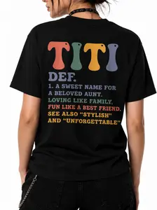 Titi Definition T-Shirt, Black Auntie Gift Graphic Tee for Women Men, Unisex Family Letter Print Shirt, Cute Aunt Casual Outfit