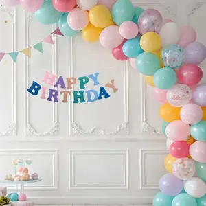 Pastel Rainbow Felt Happy Birthday Garland Banner