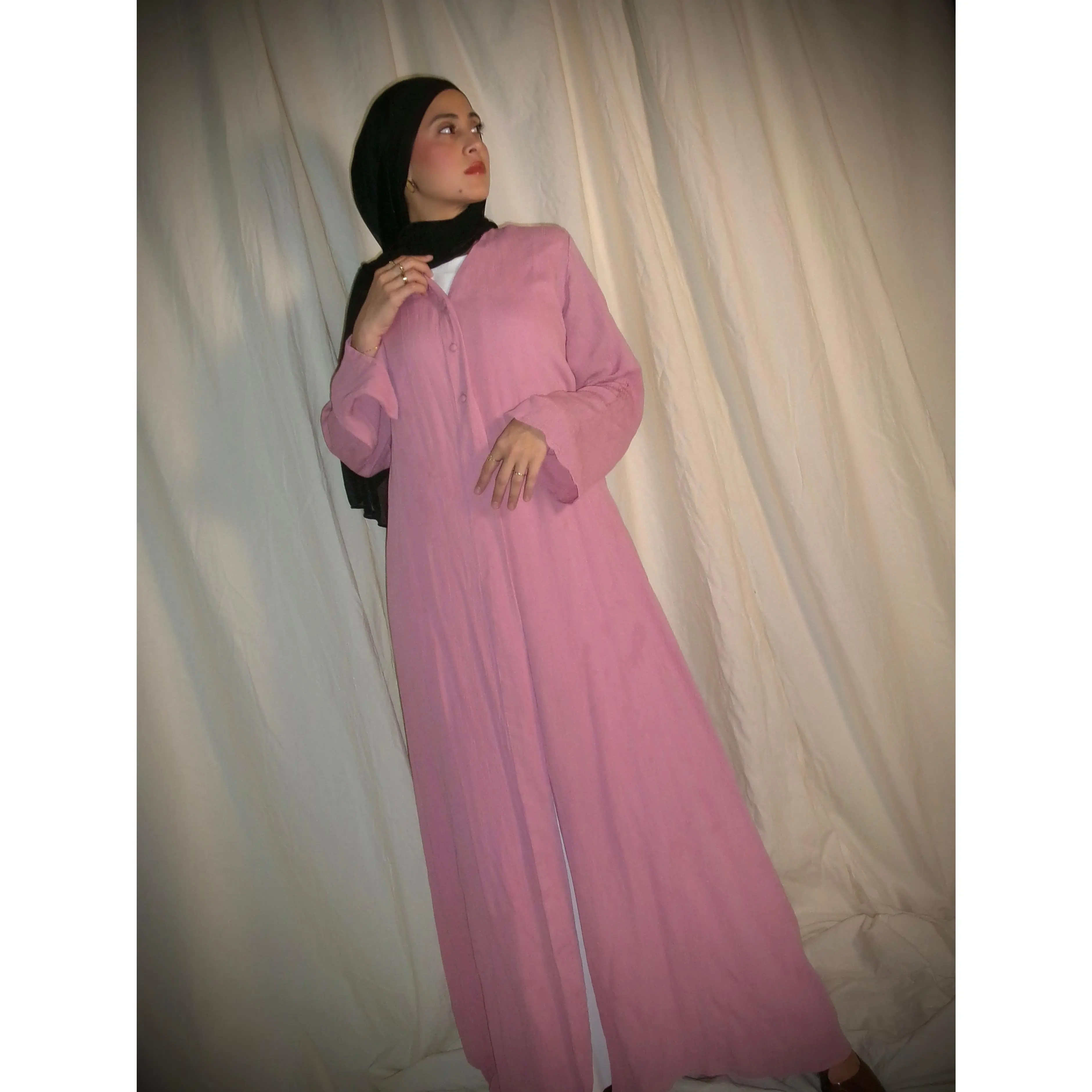 Pink Open Abaya
