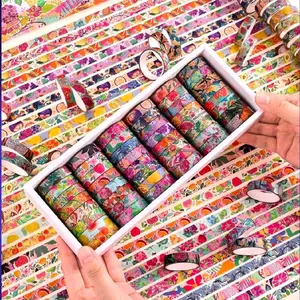 Washi Tape Mistery Pack. 1 roll of Washi Tape With Various Fruit, Abstract and Flower Patterns Washi Tape,For Journaling Bible Washi Tape Set,Adhesive Paper Tape For Creative Journaling, Scrapbooking, And Decor,Washi Tapes Scrapbooking Supplies Stationery