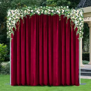 16 ft x 57" Ice Crushed Velvet (200 GSM) Event Backdrop Curtain Drape Panel - Burgundy (1pc)
