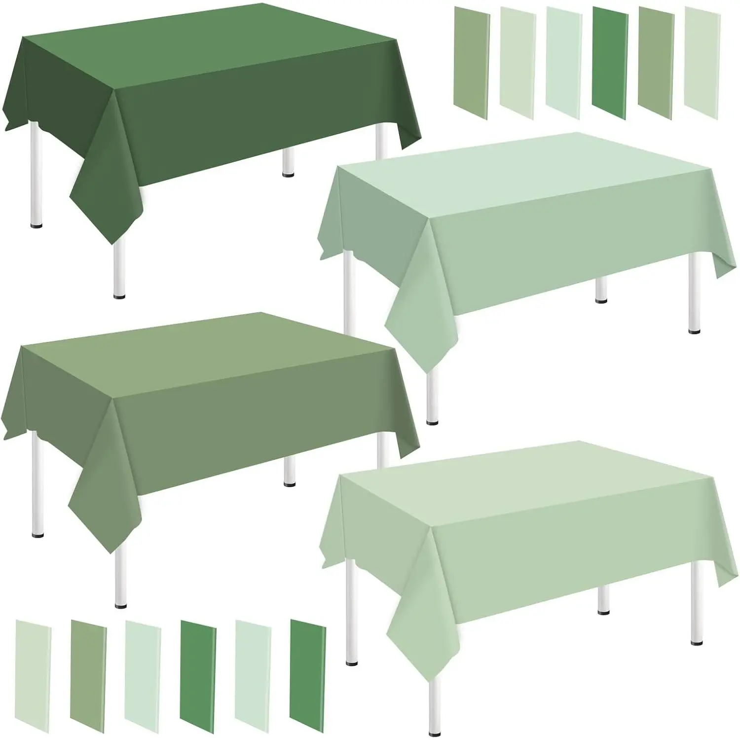 16Pcs Sage Green Disposable Plastic Tablecloths - 4 Green Series Colors, Waterproof Rectangle Table Covers (54x108in) for Home Birthday Wedding Party Decoration Supplies