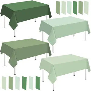 16Pcs Sage Green Plastic Tablecloth 4 Green Series Colors Disposable Rectangle Table Cover Waterproof Table Cloth for Birthday Wedding Party Decoration Supplies, 54 x 108 Inch