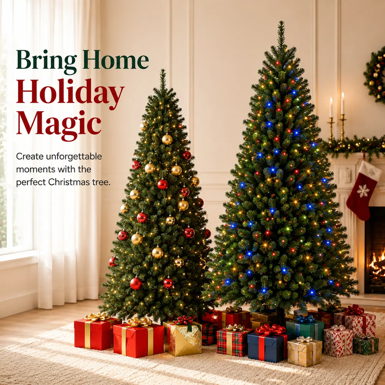 Pre-lit Pencil Christmas Tree, Green Artificial Spruce Slim Christmas Trees with 250 Incandescent Lights, 571 Branch Tips & Foldable Base for Home, Office, Party Decoration