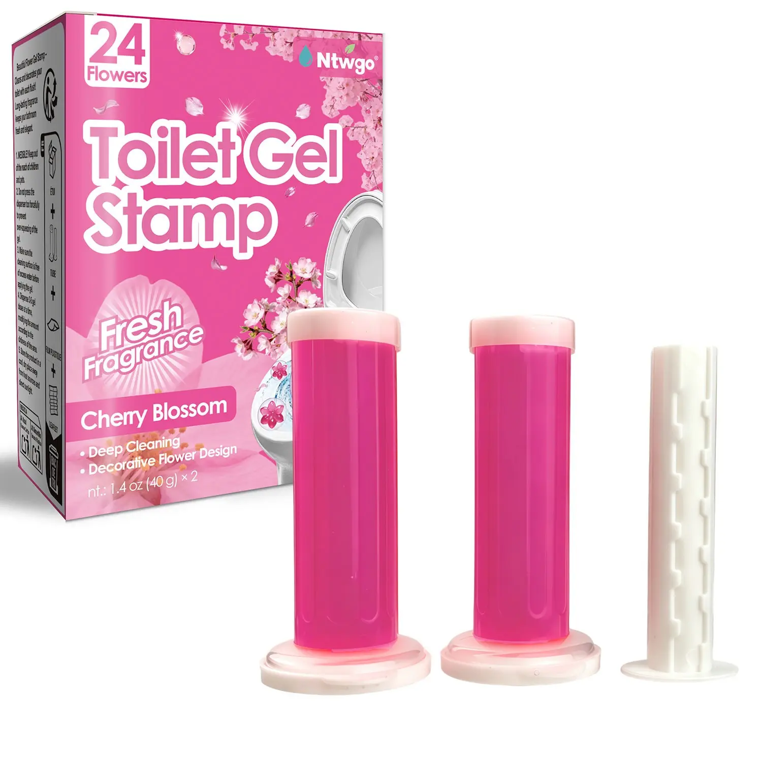 Cherry Blossom Scented Toilet Gel, Toilet Cleaning Stamp, 2-Pack Flower Toilet Cleaner, Sweet Cherry Flavor Deep Odor Removal, Automatic Toilet Cleaning Tool, Bathroom Cleaner, Home Cleaner, Home Care Supply, Cleaning Products