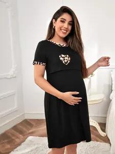Summer Maternity Dress, Comfortable & Casual Versatile Black Maternity Bodycon Short Dress, Maternity Clothing, Nightgown & Loungewear