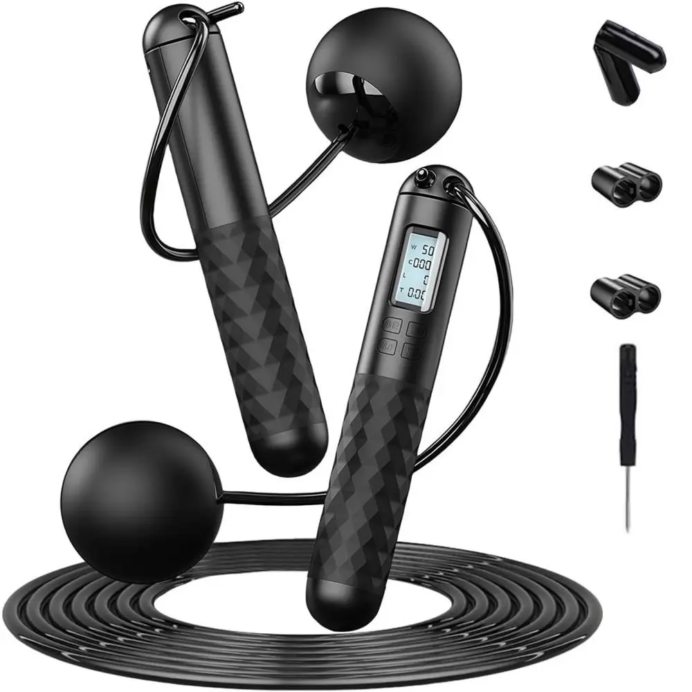 All-In-One Household Skipping Rope, Built-In Electronic Tracker Supports Both Cordless and Wired Skipping Styles