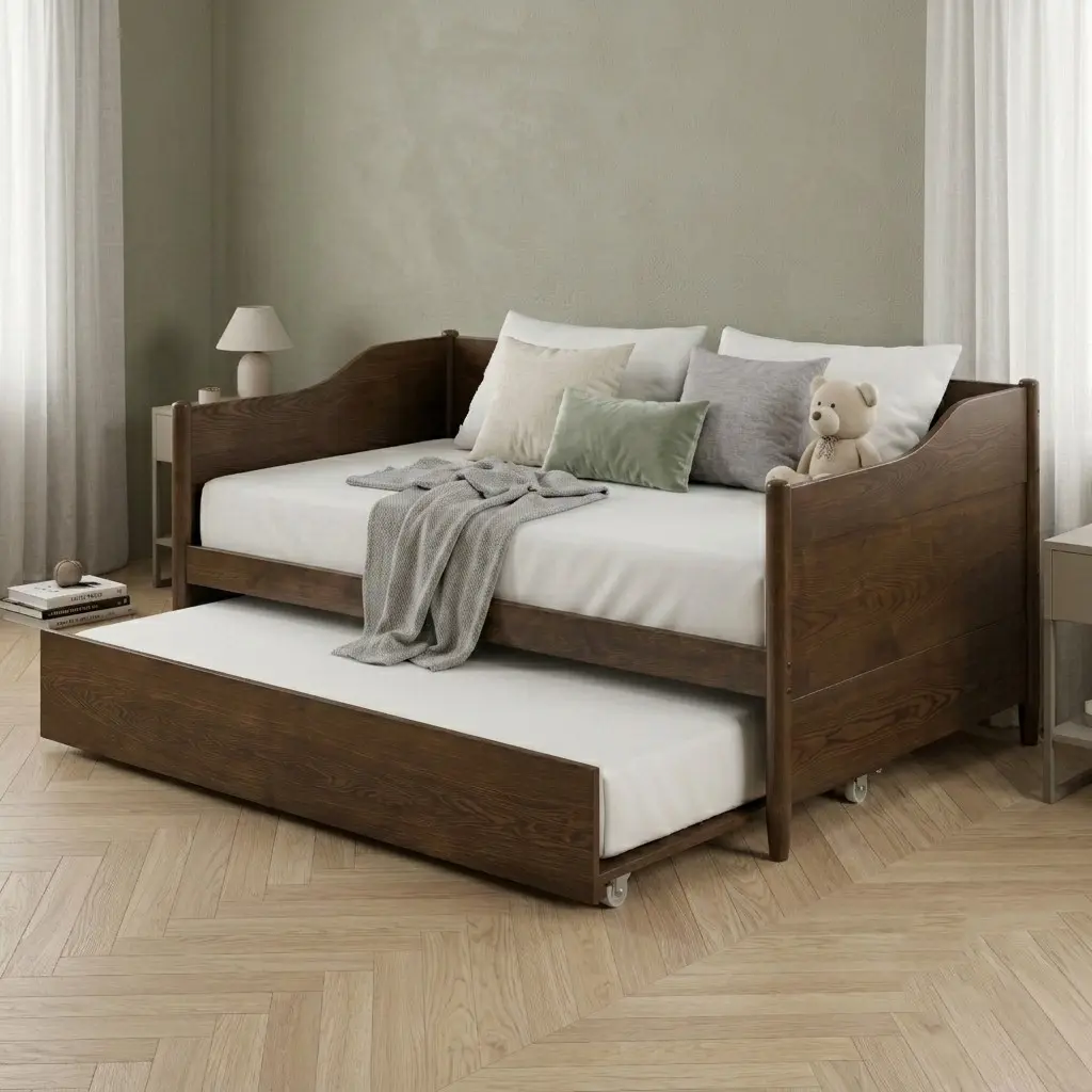 Favorer Dedham Classic Twin Rectangle Wood Daybed with Pull-Out Twin Trundle, Solid Wood Frame, 80.1"l x 42.3"w x 31.7"h, Assembly Required, No Box Spring Needed