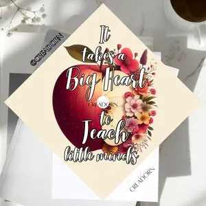 Teacher Student Education Teaching Graduate Printed Design Grad Cap Topper Personalized Custom Graduation Cap