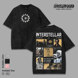 INTERSTELLAR TEE, Sci-fi Movie Tee, Space Exploration Shirt, Nolan Film Merch, Gift for Him, Hoodie Sweatshirt, Washed Black Streetwear