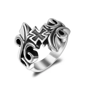 Retro ring, fashionable and exquisite flower vine casting titanium steel ring, trendy man ring,