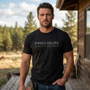 Pro-Gun Anti-Idiot T-Shirt | Tactical Second Amendment Tee | Men's Pro-2A Graphic Print Cotton Shirt | Bold Statement Apparel | 2A Rights Supporter Gift Idea | Casual Patriotic Wear,washed