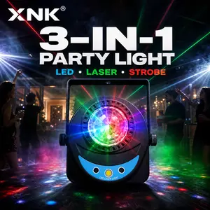 XNK 3-in-1DJ STAR Party Light with RGBW Magic Ball, Red & Green Lasers, White Strobe, Sound Activated, DMX512 & Remote Control for Home Party, Club, Wedding & DJ Events