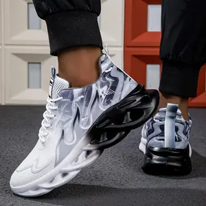 2025 Unisex Gradient Color Running Shoes, Casual Street Sports Style, Moire Pattern, Lace-up, Low Top, Cloth Upper and Lower, Eva Shoe Sole Insole, Suitable for Daily Wear Workout Sneakers