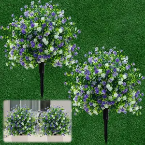 2 Pieces Artificial Ground Insert Tree with Ground Stakes, UV Resistant Artificial Camellia Grass Shrubs, Artificial Flower, Suitable for Indoor and Outdoor Decoration, Home, Hotel, Garden, Wedding and Vacation Scenes