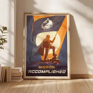 Helldivers Soldier With Flag, Retro Sci-fi Wall Art Print, Vintage Poster - Wall Art Poster For Your Room - Print Art Decoration - Poster Decor