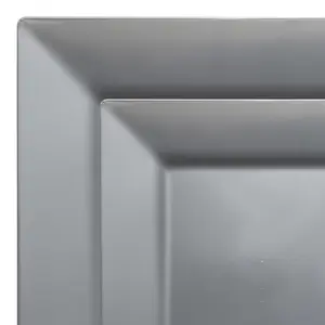 Silver Square Plastic Plates Dinnerware Value Set
