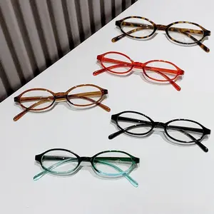 Women’s Oval Small Frame Glasses with Clear Lenses, Y2K Retro Style Fashion Computer Eyewear, Trendy Commuting Accessory