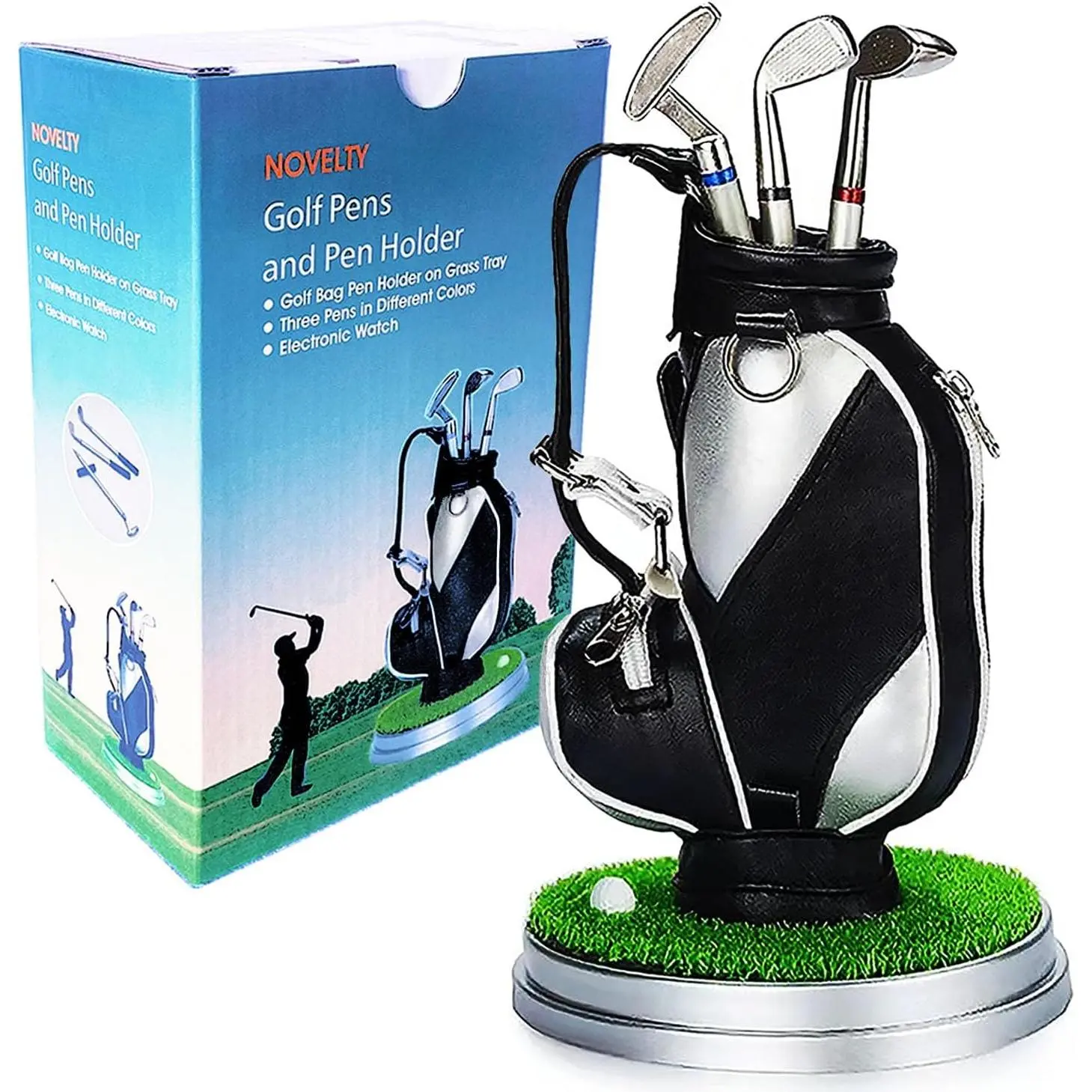 Funny Golf Pen Stand Desk Organizer - Golf Gifts for Men, Office Decor Desk Accessories, Ideal Stocking Stuffers for Christmas & Birthday, Organizer for Dad & Coworkers