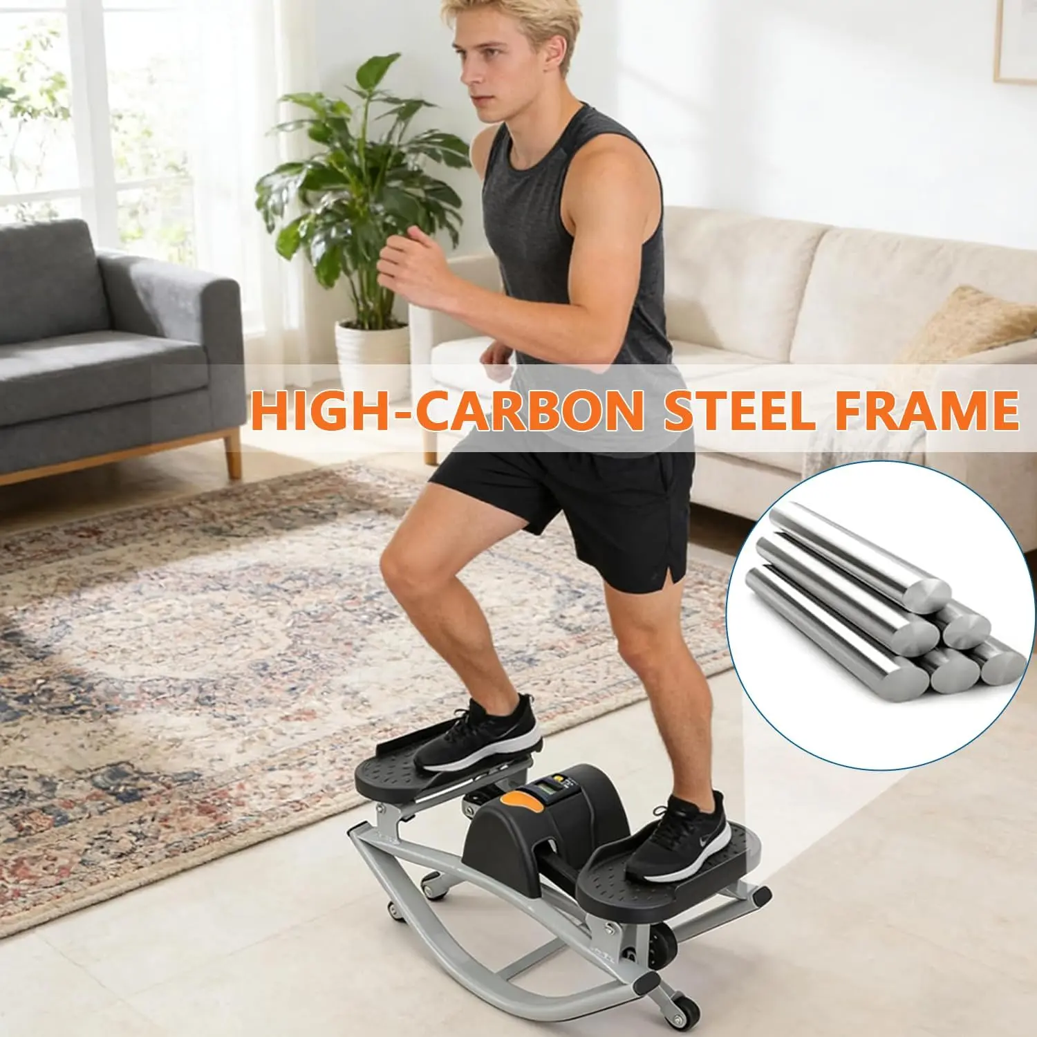 Quiet Multifunctional Home Stepper with Resistance Bands – Indoor Climbing Machine for Full-Body Workout