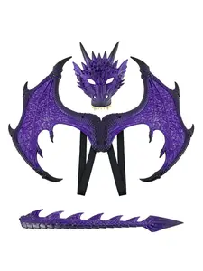 New Upgraded Ultra-Light Dragon Wings 3D Dragon Mask Halloween Children Festival Party Costume Set Wholesale